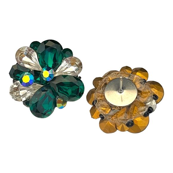 Vintage Earrings Handcrafted Multifaceted Crystals Sparkle Dance 3U - Picture 4 of 5